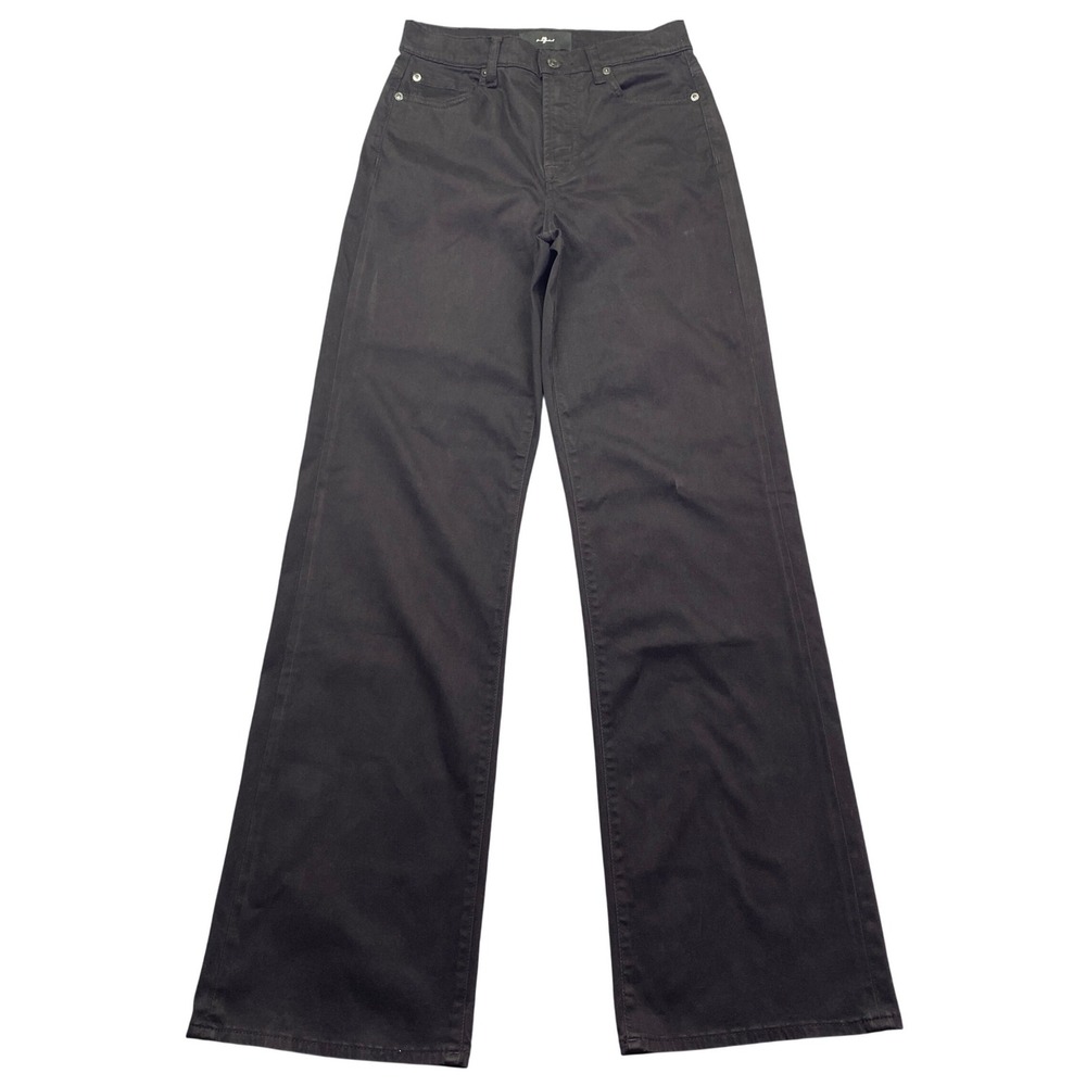 7 For All Mankind Alexa Sateen Black Wide Leg High Rise Jeans 25 Grunge Retro